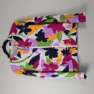 Anna Cole Tropical Floral print long sleeve zip up rashguard swim top